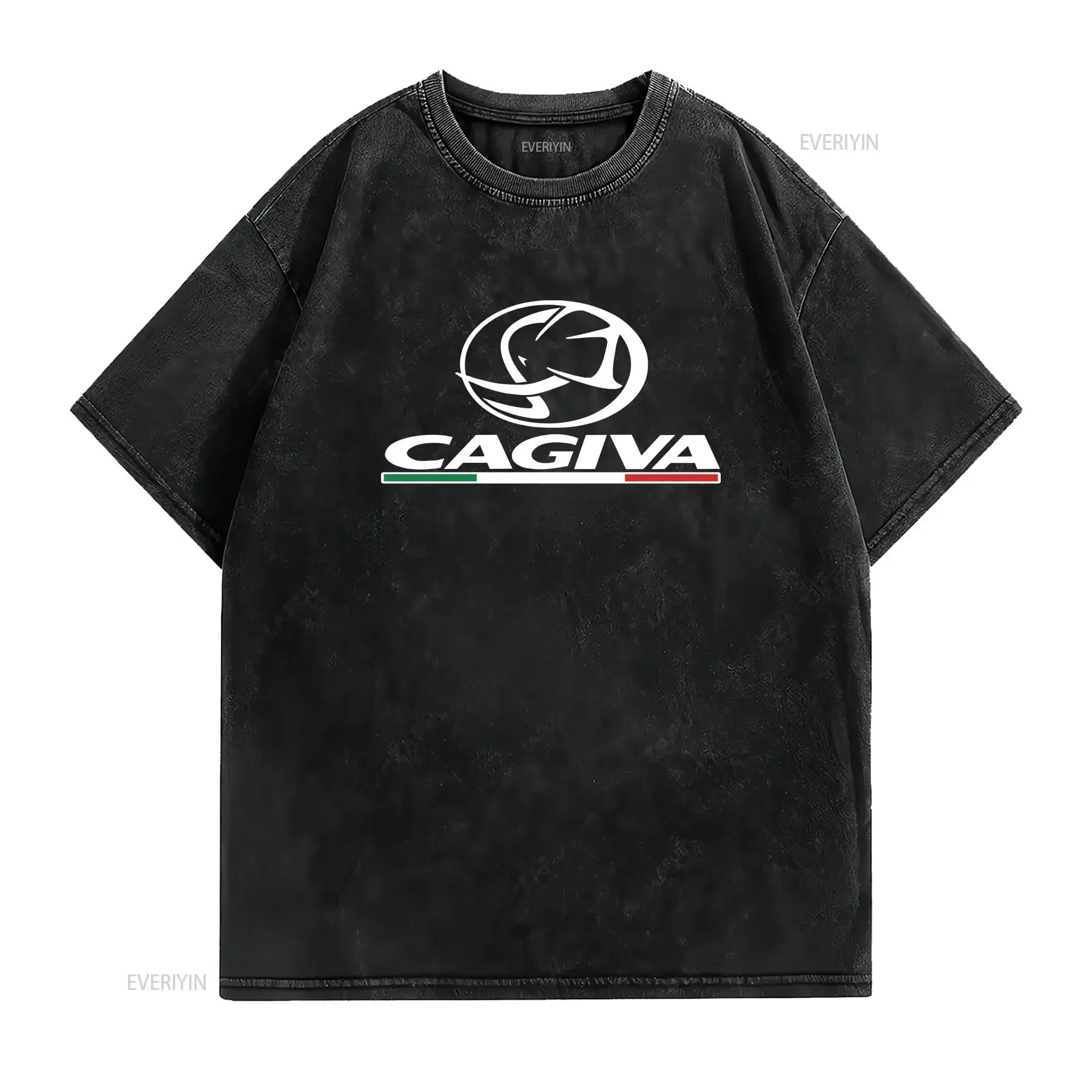 Cagiva motorcycle Italian Vintage Elephant Raptor Navigator Agip Mito T shirt Washed streetwear Soft Stylish homme vintage
