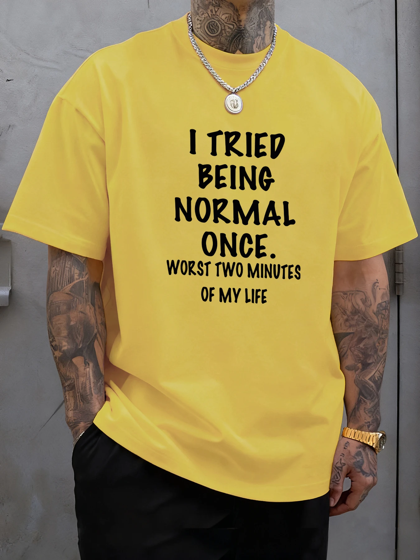 البقاء الهدوء والعادي مضحك الطباعة تي شيرت رجالي كبير الحجم القطن تي شيرت الهيب هوب س الرقبة الشارع الشهير الصيف موضة قصيرة الأكمام #1