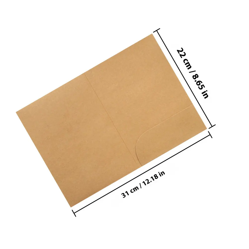 10Pcs File Folders Kraft Paper Bifold A4 Presentation Folder Single Pocket Document Holder Kraft Paper File Folder