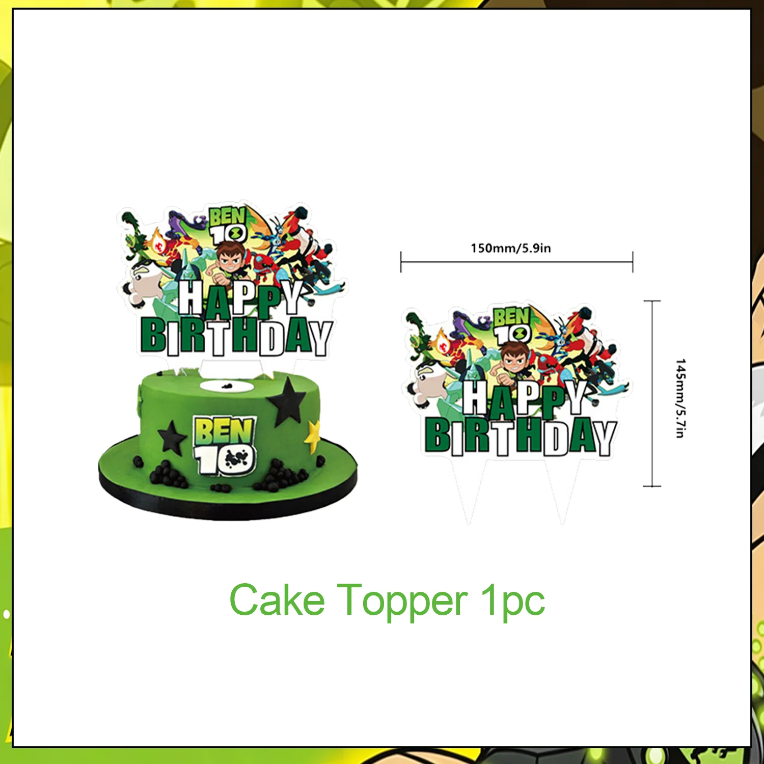 Cartoon Ben-10 Theme Backdrop Kids Birthday Party Decoration Cake Toppers Balloon Banner  Background Boys Favors Gifts Supplies view 3