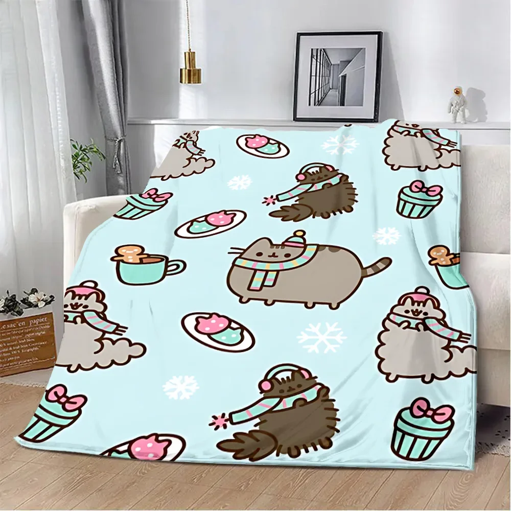 Pusheenes cat Printed Blanket Picnic Blankets Warm Blanket Soft and Comfortable Blanket Home Travel Birthday Gift