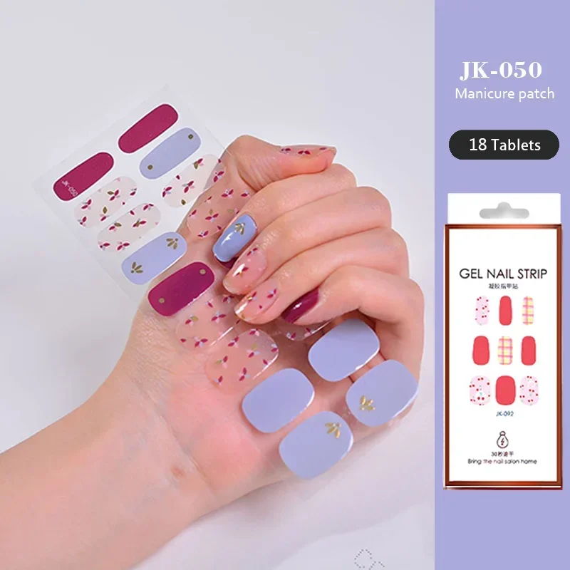 18 Plus 6 Tips Semi-cured Gel Nail Stickers Gilding Phototherapy Nail Polish Adhesive Stickers Full Cover UV Lamp Need