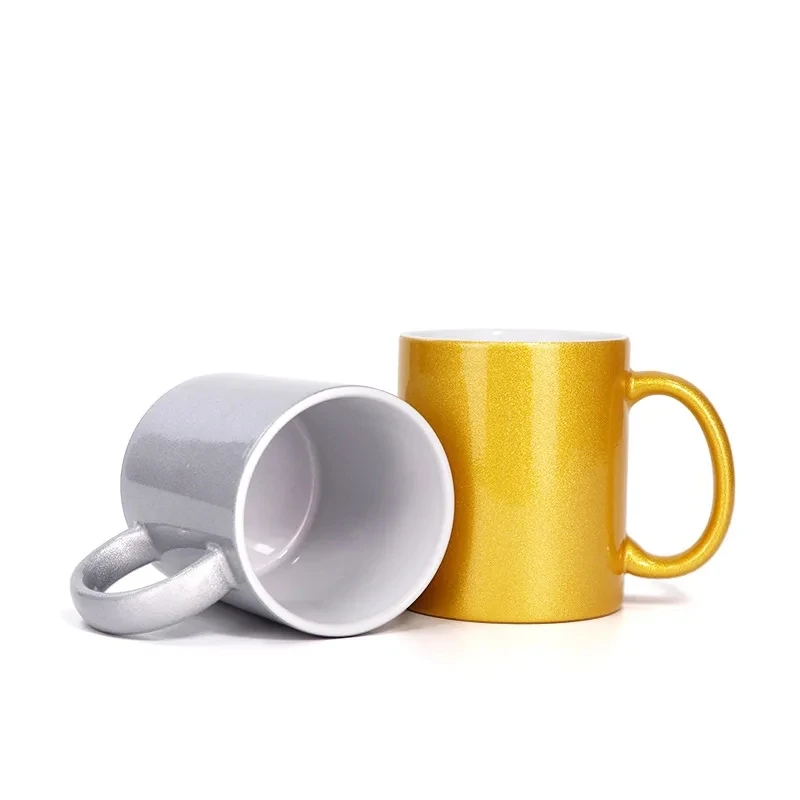 Thermal Sublimation Blank 11oz Ceramic Mug For Christmas Gift For DIY Photo Print 350ML Colored Glitter Cup Coffee Milk Mugs