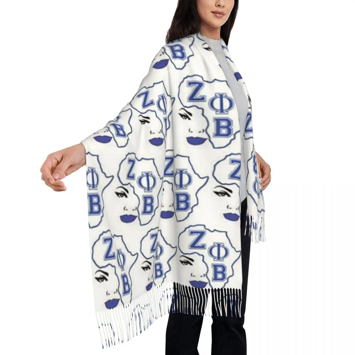 كبير زيتا فاي بيتا نادي نسائي شعار اليونانية رسالة 1920 وشاح شرابة الأوشحة للنساء شالات ويلتف كبير الخريف الشتاء شال التفاف