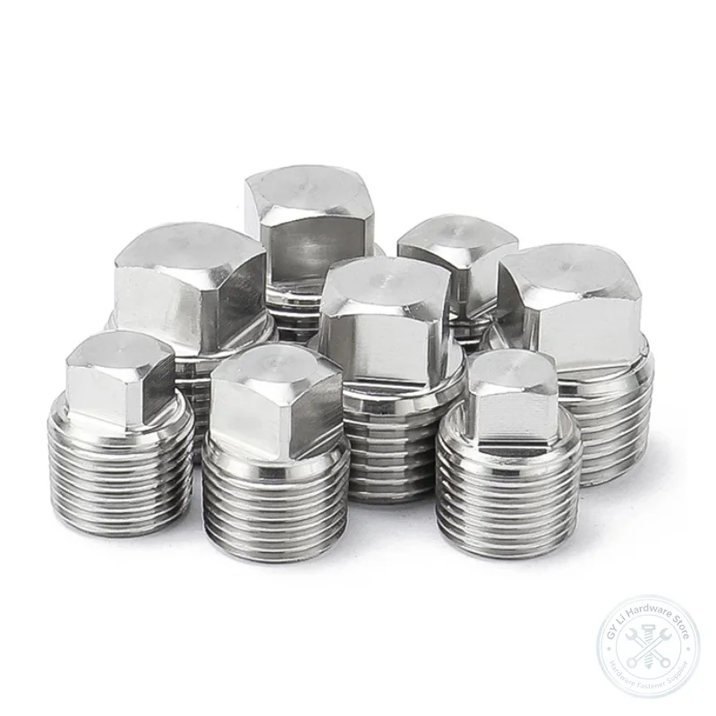 304 A2 Stainless Steel Square Head Pipe Plug NPT PT Taper Thread Plug Stopper NPT1/8-NPT2 PT1/8-PT2 Hydraulic Oil Pipe Fitting