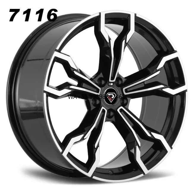 

REP 7116 20 Inch 9.5/8.5j Staggered 5-120 Split Spokes Black Machined Face Car Alloy Wheels for BMW X5