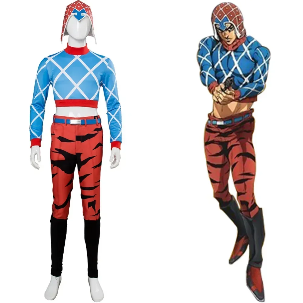 jeu-de-role-jojo-bizarre-adventure-costume-de-cosplay-golden-wind-guido-mista-costume-de-carnaval-d'halloween-rose
