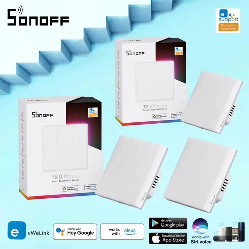 

SONOFF TX Ultimate T5 WIFI Smart Wall Switch 1/2/3CH EWeLink Remote Control Touch Light Switches Support Alexa Google Smartthing