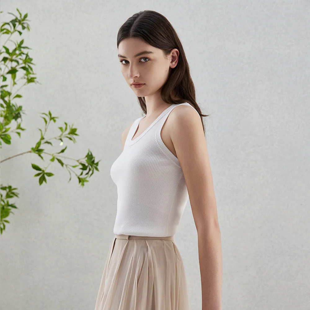 女性用ニットコットンTシャツ,ノースリーブトップス,女性用ノースリーブトップス,ウール服,BC-65