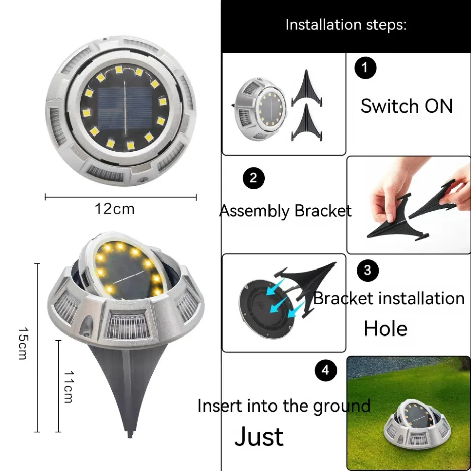 Outdoor Solar unterirdische Lichter rotierende Boden Rasen Lichter Garten leuchten Park dekorative Seiten beleuchtung Lichter