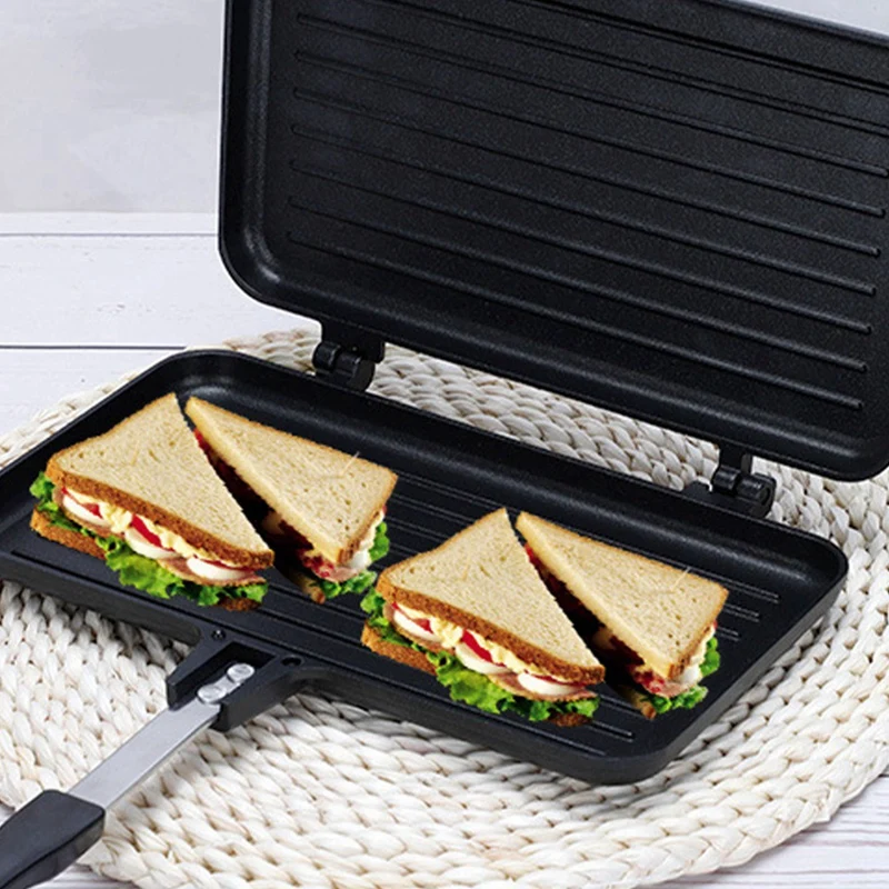 Gas Non-Stick Sandwich Maker Mould Grill Frying Pan Bread Toast Breakfast Machine Pancake Baking Barbecue Oven Mold