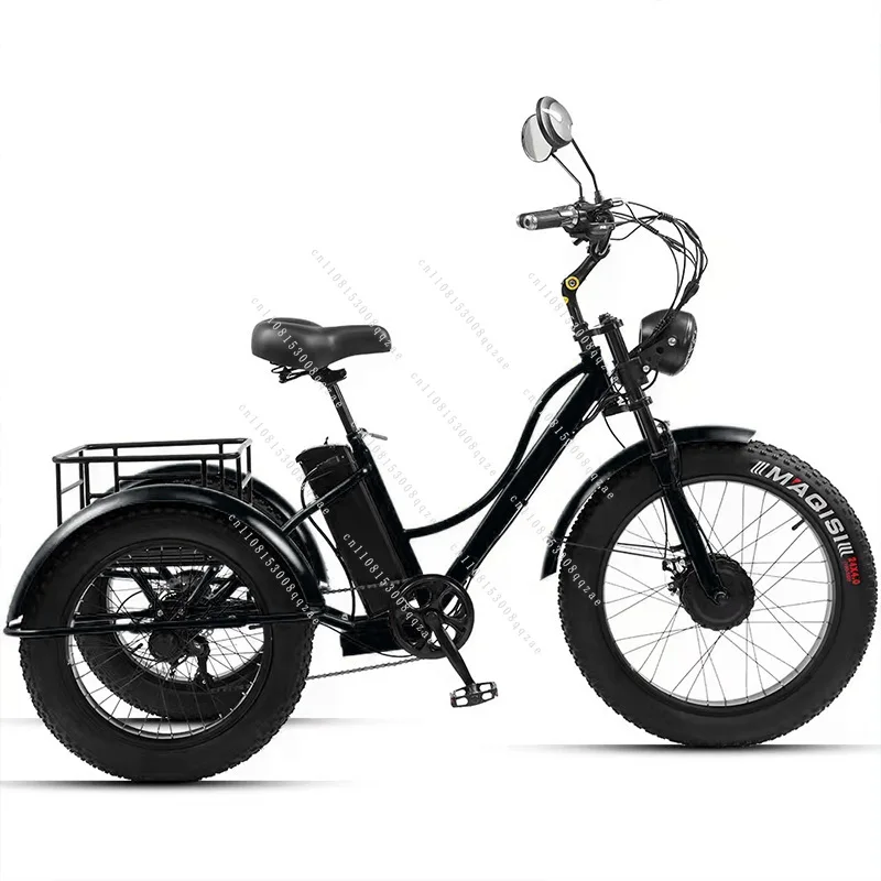 24-Inch Cheetah Electric Tricycle Fat Tire Pedal Power Electric Tricycle Thick Tire