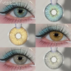 FUNSACHY 1 pair Blue Colored Contact Lenses for Eyes Natural Gray Pupils Fashion Cosmetics Colored Soft Contact Lens Makeup Lens