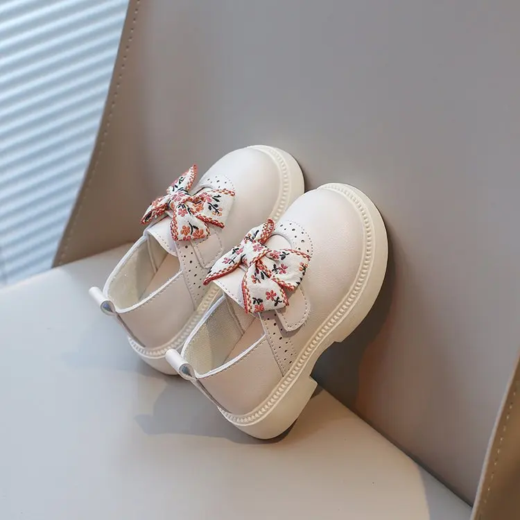 Spring Children\'s Leather Shoes Embroidery Bowknot Kids Mary Jane Shoes Causal School Thick Bottom Girls Princess Single Shoes