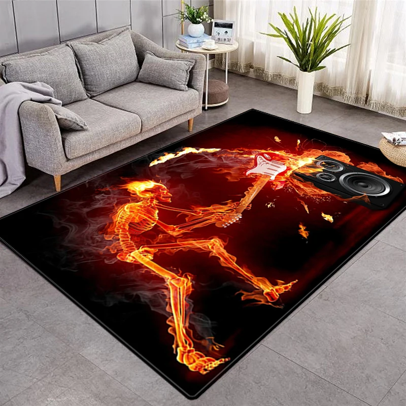 

3D Printing Bedroom Area Rugs Flame Skull Carpets Modern Absorbent Floor Mat Bedroom Carpet Decor Alfombra Tapis Tapete Peludo