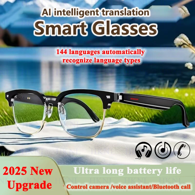 

2025 New Smart Glasses AI Translation Glasses 100+ Languages Real-time Translation Bluetooth Music Smart Sunglasses Men Women