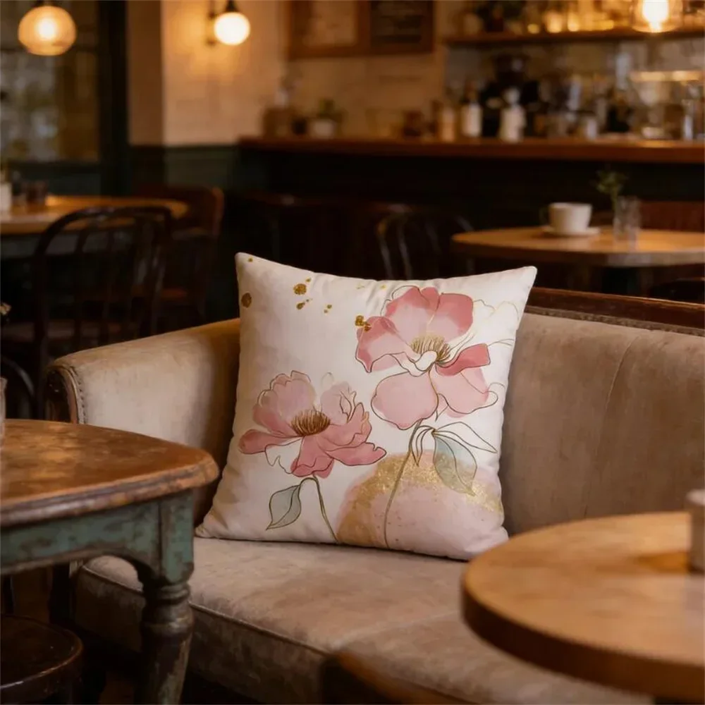 1pc Floral Print Cushion Cover Without Filler Modern Throw Pillow Case For Sofa Home Decor Party Decoration
