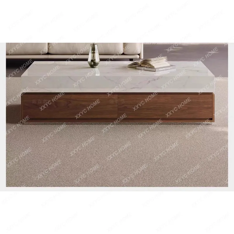 XX New walnut 1.4 meters coffee table TV cabinet 2.2 meters high-end marble living room home generous coffee table
