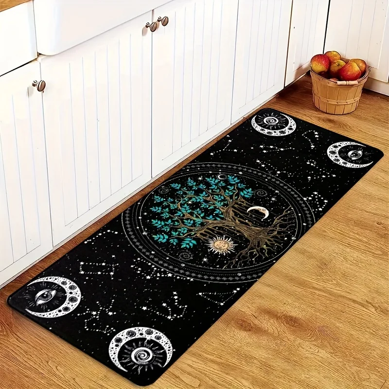 A Life Tree Long Strip Carpet Mat Made of High-Grade Polyester, It Is Non-Slip, Washable, Does Not Shed, And Does Not Fade, Su