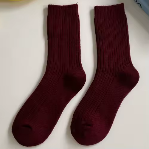 1 Pair Women Cotton Loose Socks Autumn Winter Knitting Solid Color Long Black Pink Korean Japanese Student Girls Stockings Retro - Image 11
