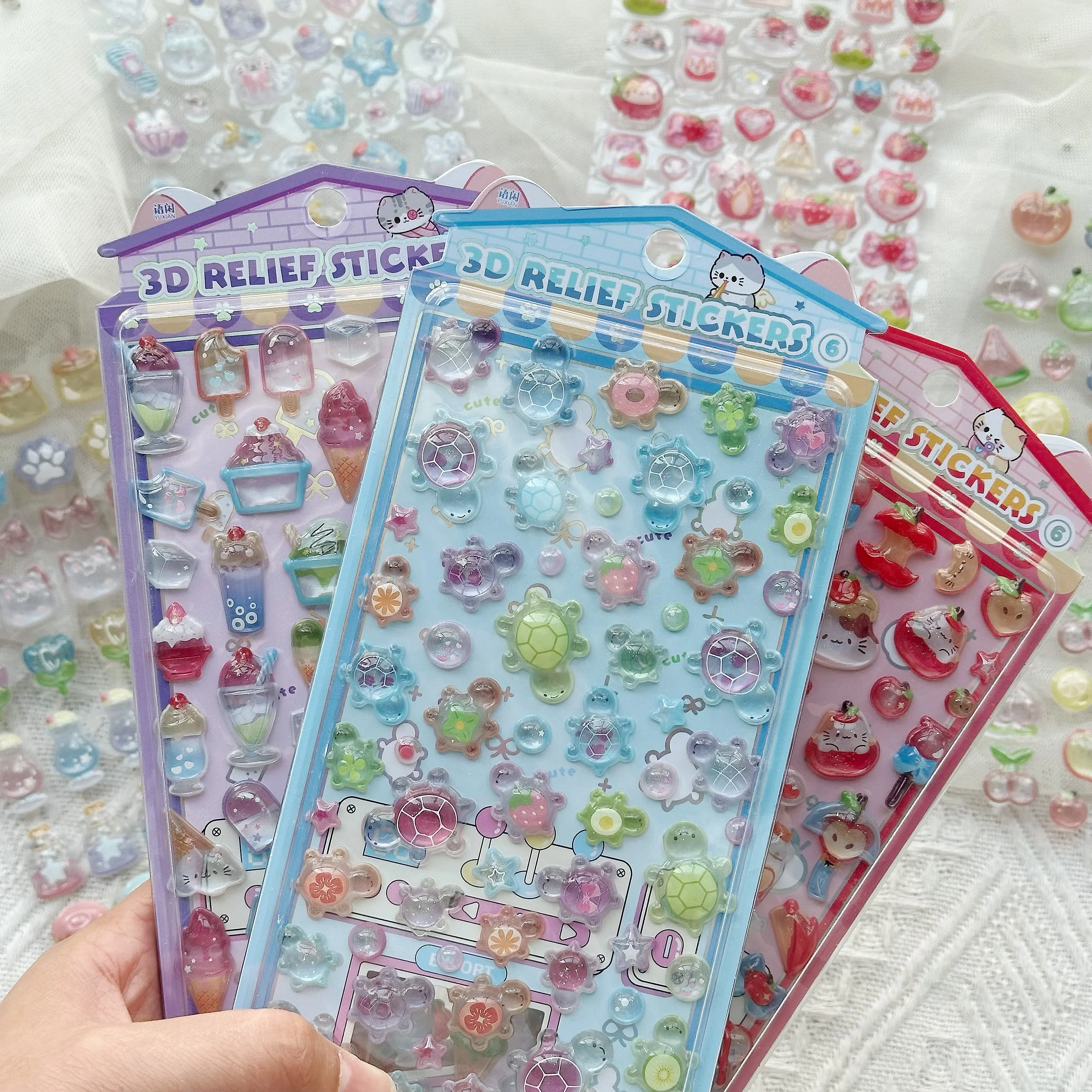 Mr. Paper 7Style Sweet Candy Party Series 3D Embossed Cute Sticker DIY Notebook Mobile Phone Case Photo Frame Photo Album Card