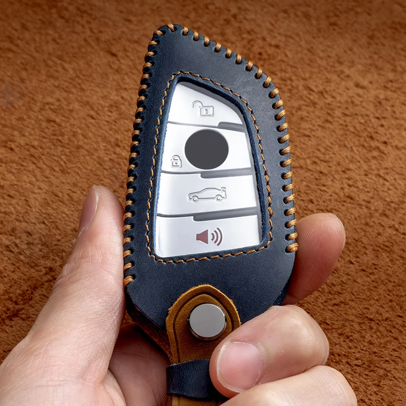 

Leather Remote Key Case Cover Shell Fob For BMW X1 X3 X5 X6 X7 1 3 5 6 7 Series G20 G30 G11 F15 F16 G01 G02 F48 Keyless Bag