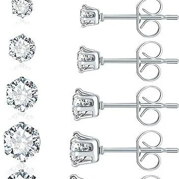 

Crown six-prong zirconia stud earrings, titanium steel stud earrings, women's jewelry accessory