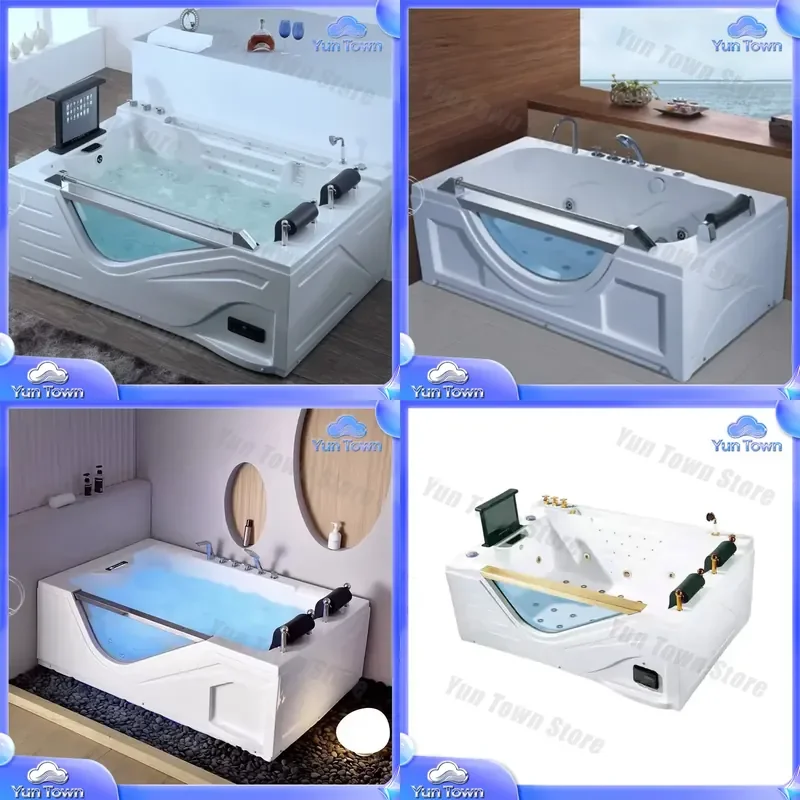 Acrylic Massage Bathtub for Portable Hot Spa Swimming Tub with Balneo Jets Whirlpool Hydrotherapy Soaking Tub for Home