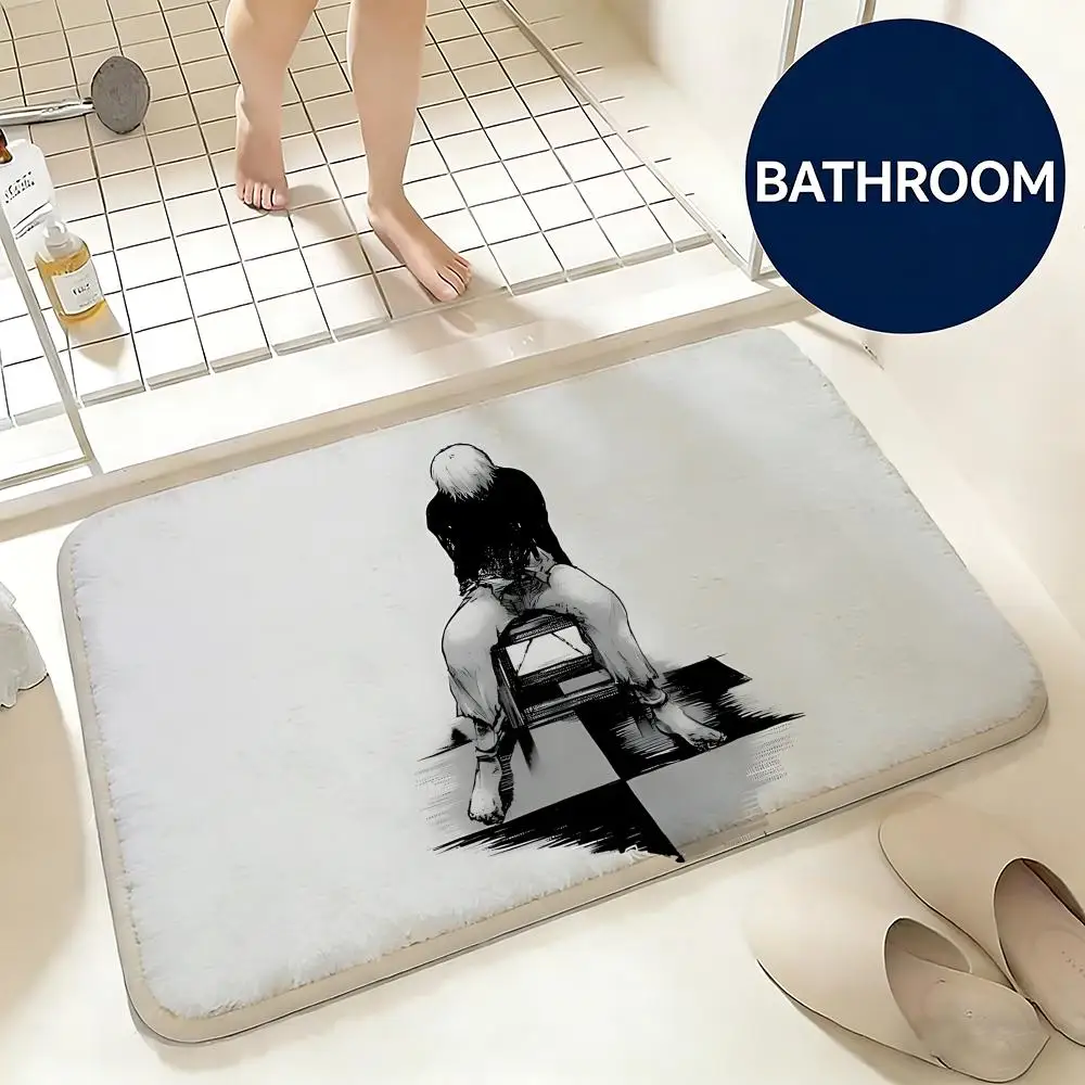 Soft Flannel Floor Mat Anime Tokyo Ghoul Floor Mat Non-Slip Absorbent Doormat Bathroom Bedroom Home Decor Rug