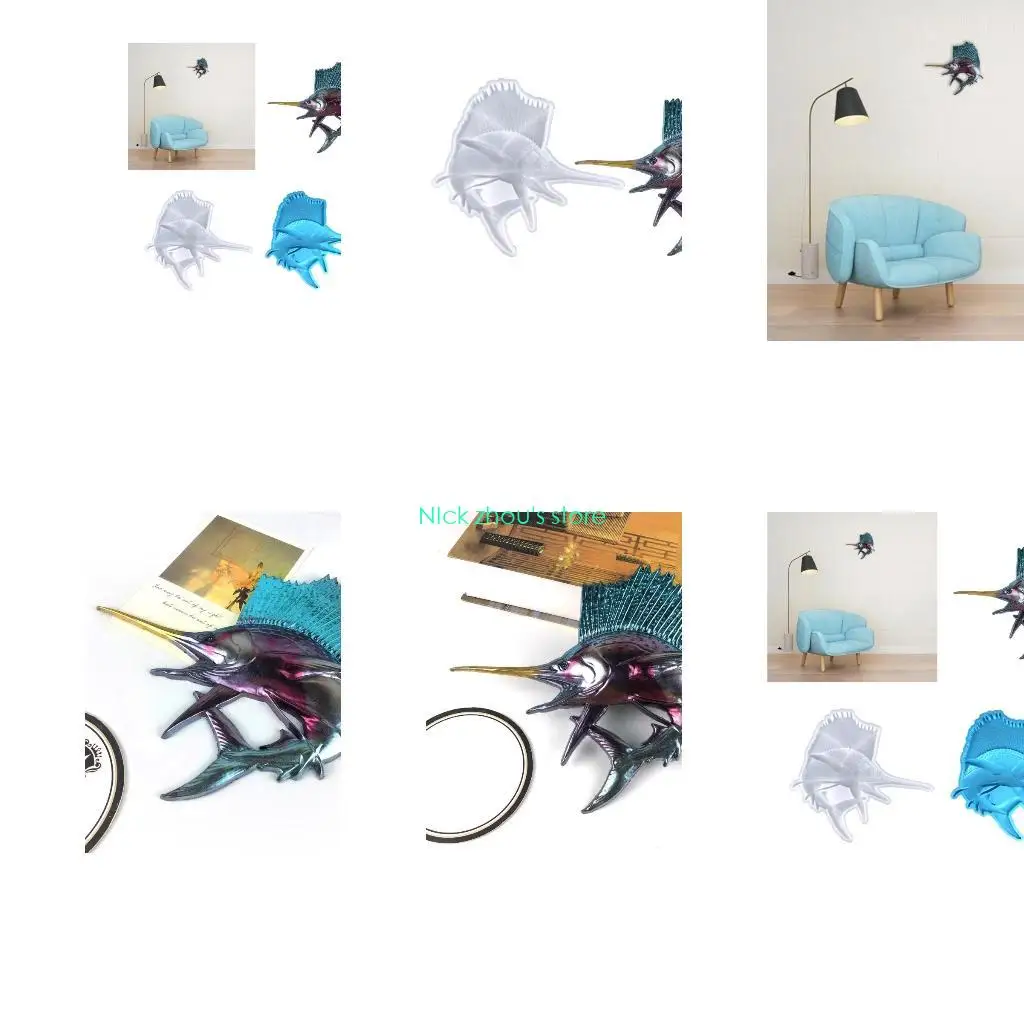 

E15E Силиконовые формы в форме рыбы-меча, форма для эпоксидной смолы, гипсовая форма для изготовления поделок