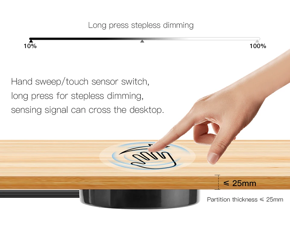 LED Dimmbare Touch Sweep Dimmer Sensor Durchdringung Schalter 12V 24V Holz Panel Touch Schalter für LED Streifen licht Bar Beleuchtung – Detail 4