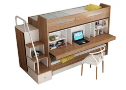 Aller au lit et descendre de la table Lit africain pour enfants Bureau Petit appartement intégré