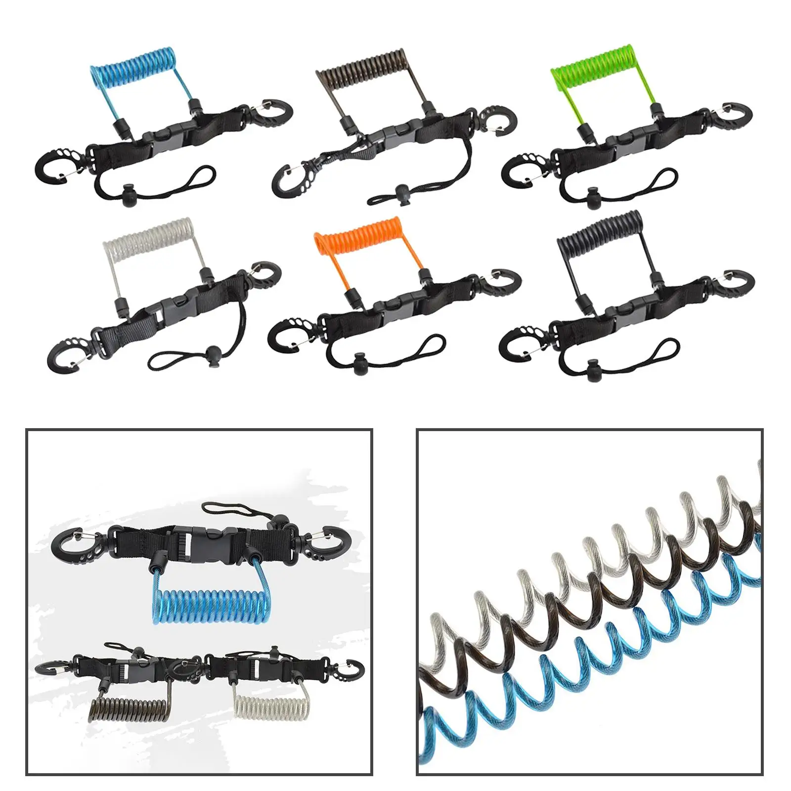 Scuba Diving Camera Lanyard Strap, Snappy of Coil Lanyard, Flashlight, Torch, , Portable, Diving Training Scuba Diving Lanyard