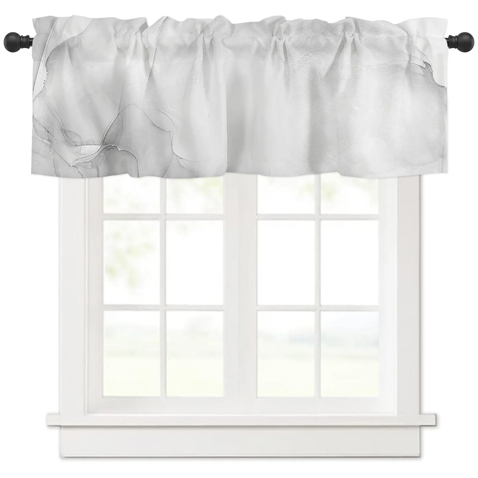 

ZEDLIYU Valances for Windows Kitchen Living Room Small Window Valance Marble 1 Panel, 54 x 18 Inch