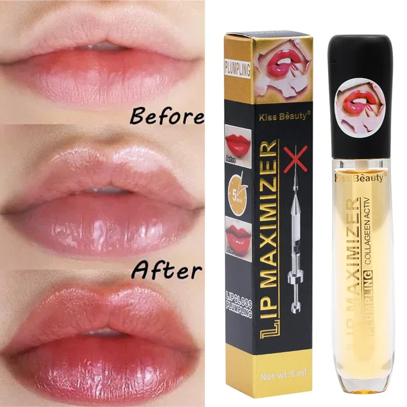 Brillo labial transparente, maquillaje hidratante, reparación, reducción de líneas finas, aceite, brillo, mejora los labios, Cosméticos de suero, 5ml