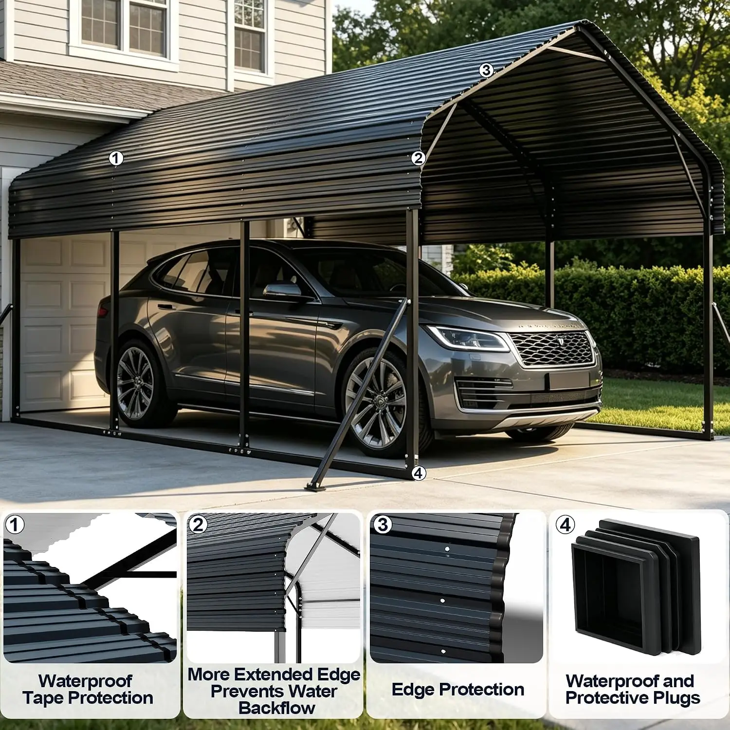 10x15 FT Heavy-Duty Metal Carport with Reinforced Base Frame, Customized