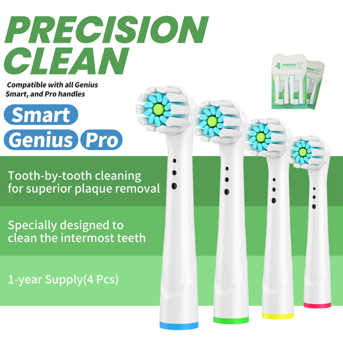 Electric Brush Head Replacement Pack Compatible for OralB Series Delicate Bristles Precision Cleaning for Sensitive Gum No Bleed