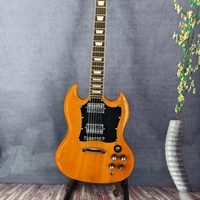 Free Shipping SG yellow electric guitar with black fretboard 2H pickup silver hardware