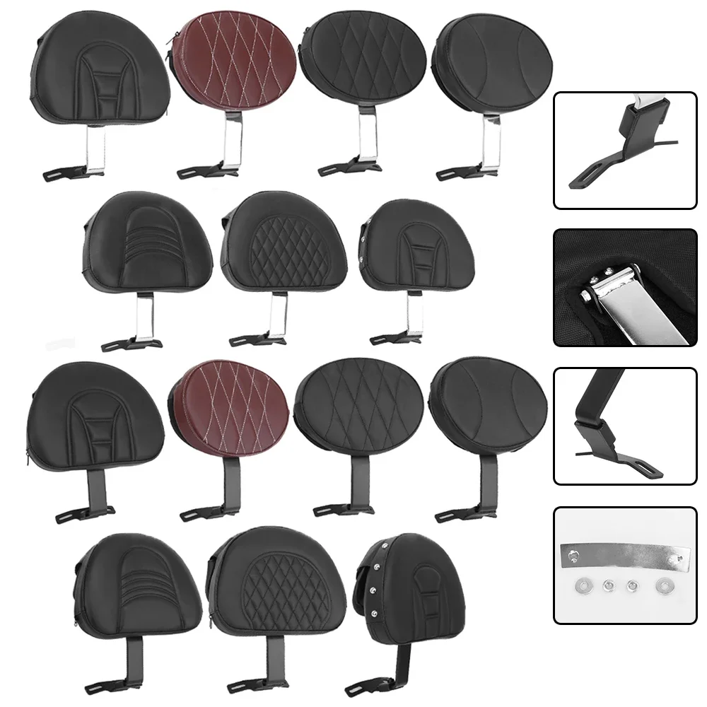 Motorcycle Adjustable Plug in Driver Backrest Rider Sissy Bar Pad for Harley Fatboy Heritage Softail Deluxe Fat Boy 2007-2017