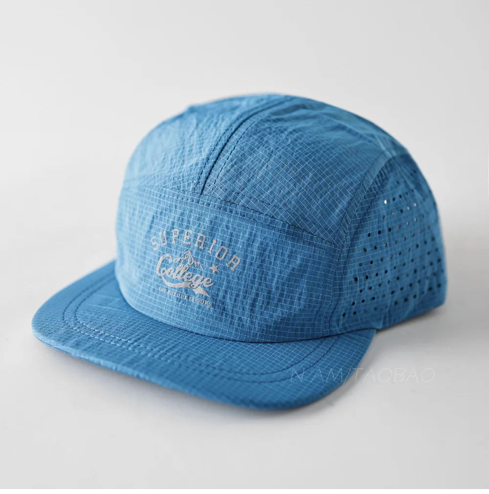 Quick-drying Reflection Offset-printed Plaid Hole Flat-brimmed Hat Men Women Simple Breathable Running Sports Thin Baseball Cap