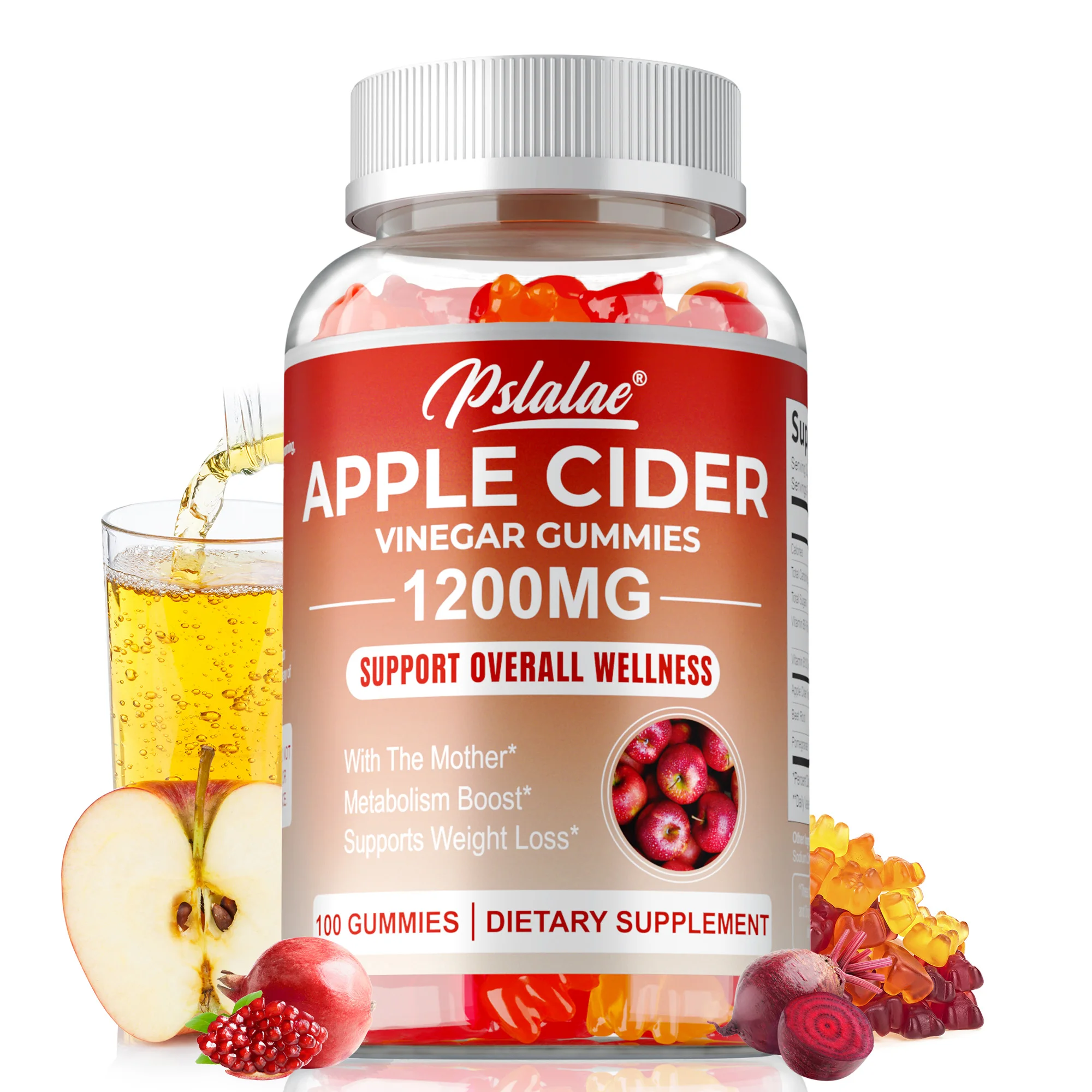 

Apple Cider Gummies - Boosts Immunity, Reduces Bloating and Constipation, Improves Digestion, Body Slimming, Weight Management