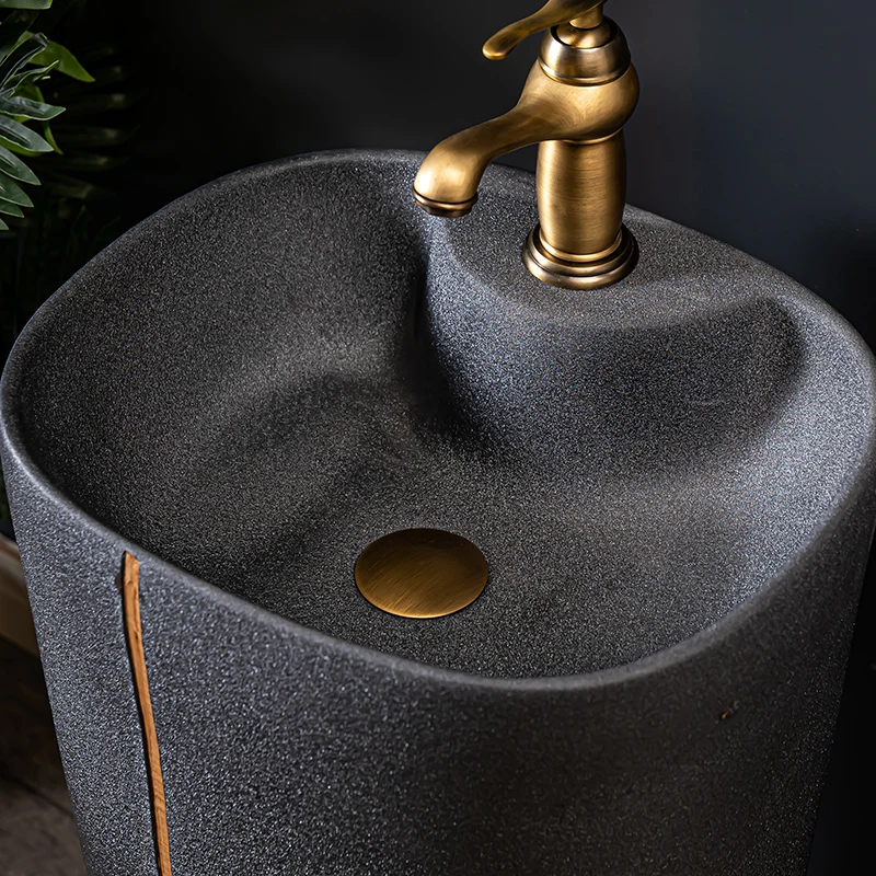 Household upright washbasin ceramic integrated basin