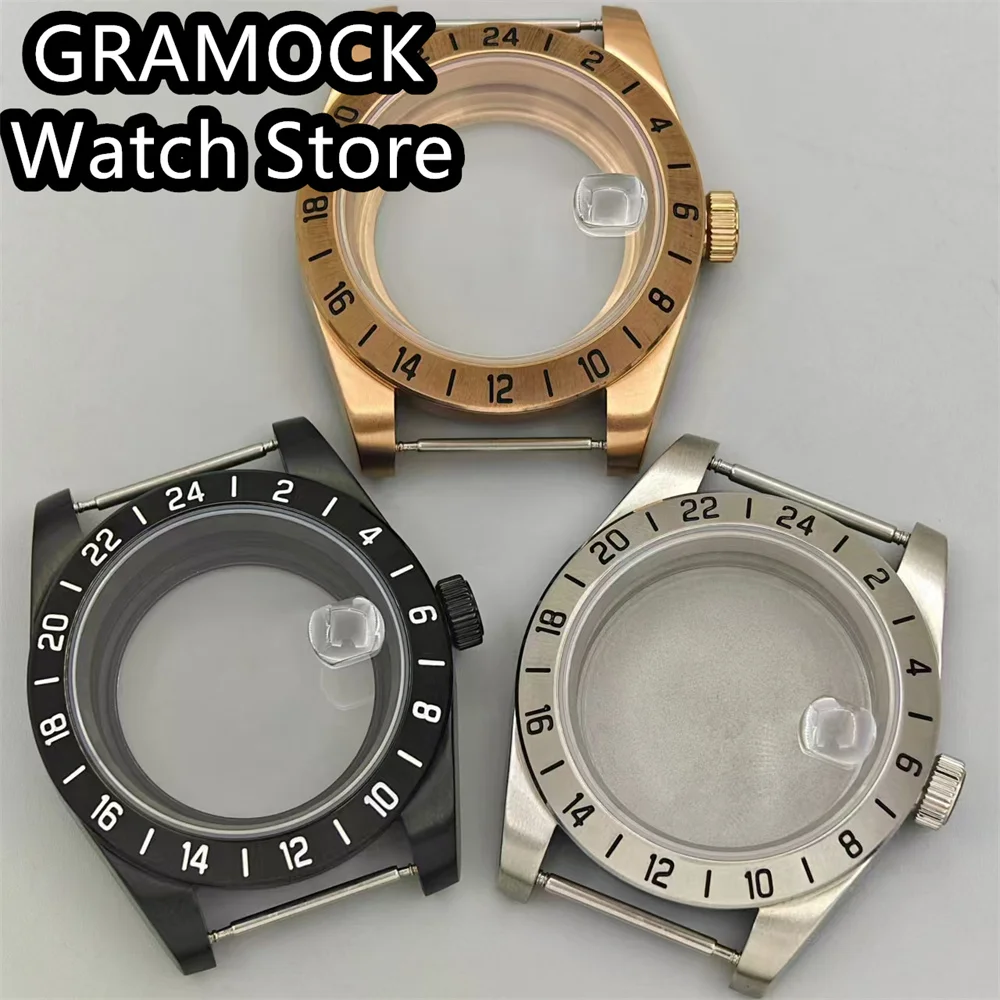 

GRAMOCK 39mm Silver Black Rose Gold Sterile Watch Case Sapphire Glass Fixed Bezel Fit NH34 NH35 NH36 ETA2824 PT5000 movement