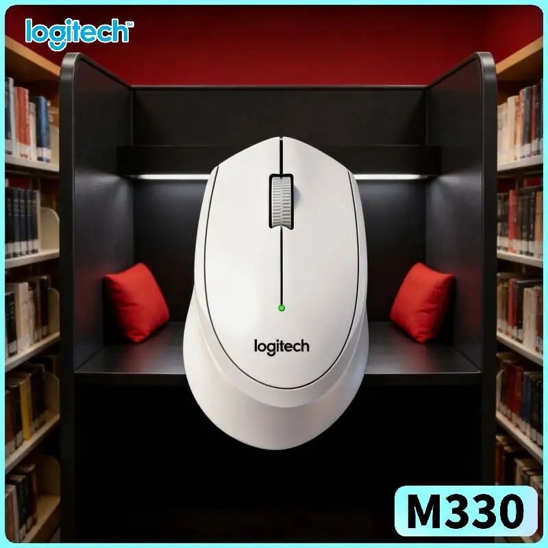 Logitech M330 Silent Wireless Mouse 2.4GHz Cordless Optical Sensor Chip Resistant for Laptop PC Mac Home Desk Tray
