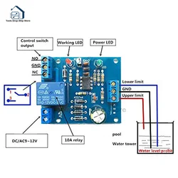 9V-12V Sensor Controlador de Nível de Água Líquida Bombeamento Automático Drenagem Detecção de Nível de Água Controle de Bomba de Proteção Contra Curto-circuito sensor de nivel de agua sensor de fluxo de Água