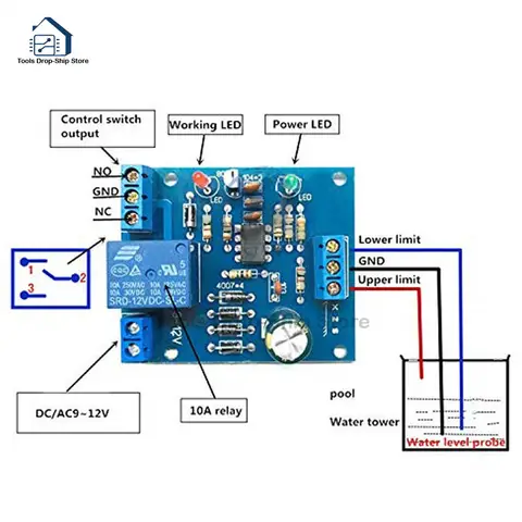 9V-12V Liquid Water Level Controller Sensor Automatic Pumping Drainage Water Level Detection Water Short Protection Pump Control