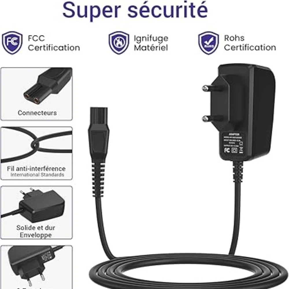Cable de alimentación de 15V HQ8505 para Philips Norelco Select Series 3000/6000/7000/9000 Multigroom MG5750/MG7790 Control de voltaje del modelo de puerto