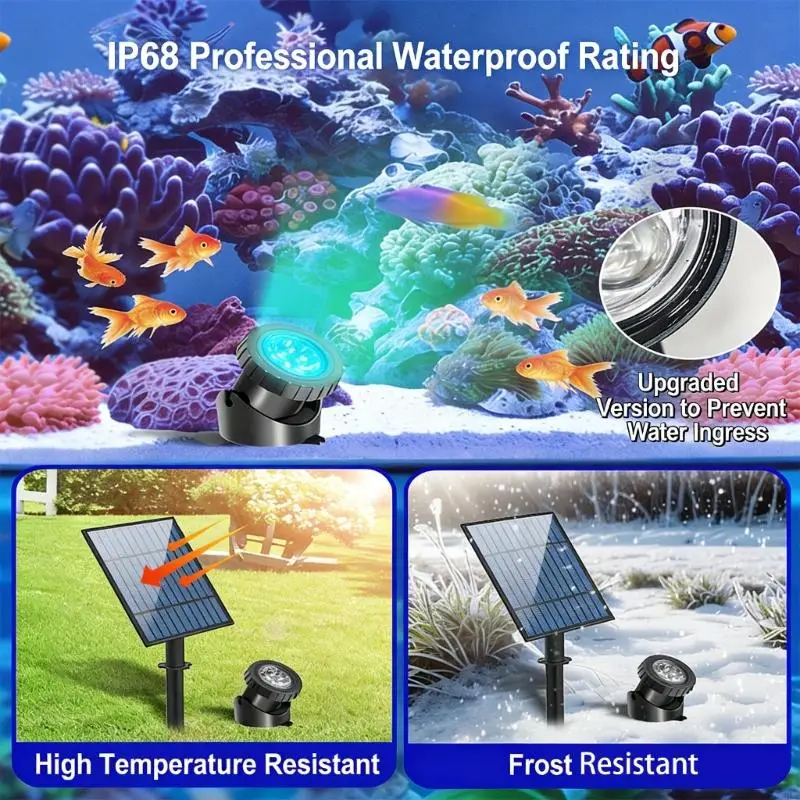  Various dyes Solar Pool Light With 6 LED 2000mAh Battery IP68 Waterproof For Exterior Decor