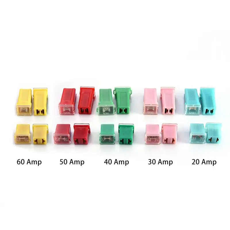 Cartridge Fuse Circuit Protect 20Pcs Car Fuse DC 12-32V Repair Kit 20A 30A 40A 50A 60A Mini Fuse Link Jcase FMX PAL Automotive