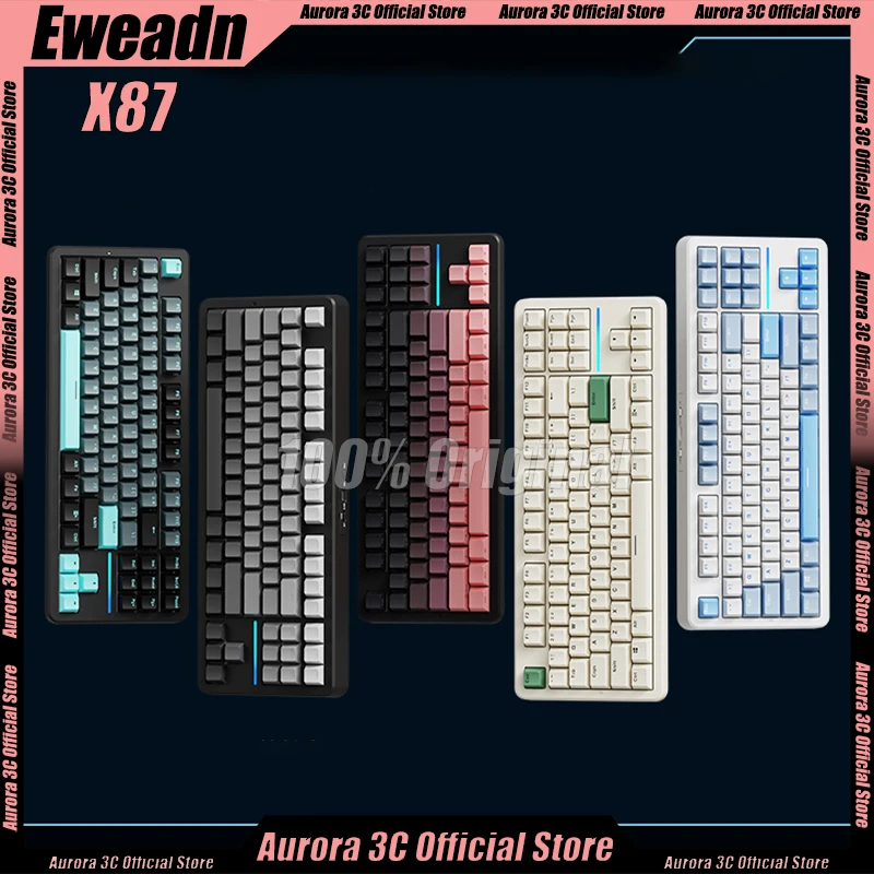 

Eweadn X87 Mechanical Keyboard Wired Keyboard 3Mode Wirelss Bluetooth Keyboards Customized Hot Swap Rgb Backlit Gamer Keyboards